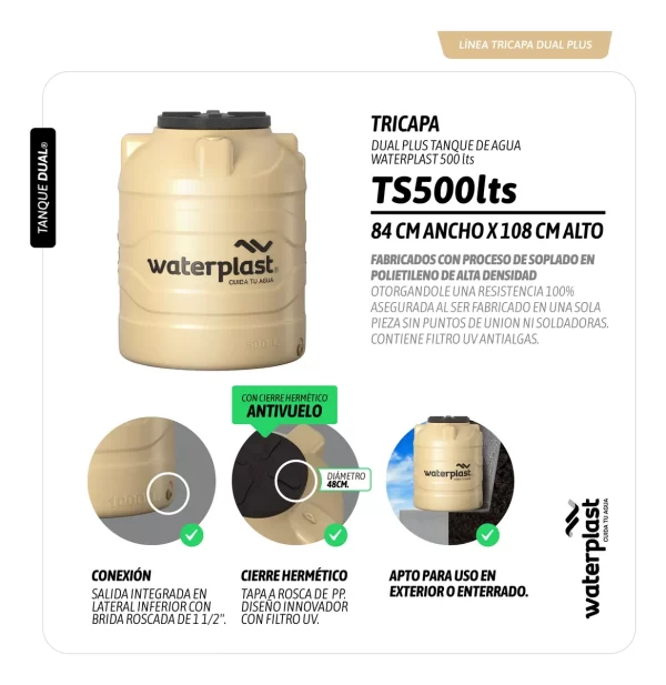 Tanque tricapa "SOPLADO" 500 lts - Imagen 2
