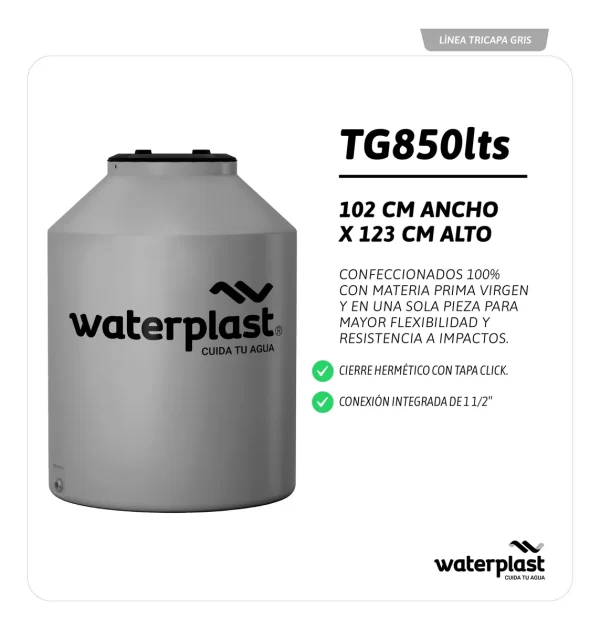 Tanque tricapa "VERTICAL" gris 850 lts - Imagen 2