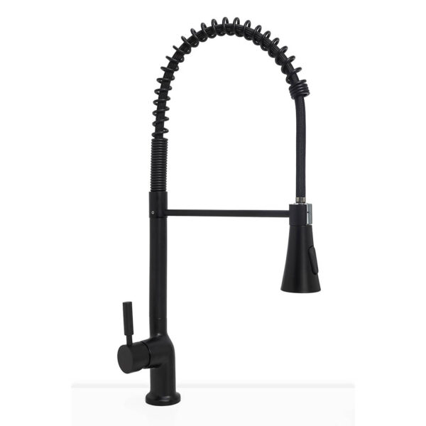 Juego de mesada con puente y rociador MUNICH NEGRO (7393)