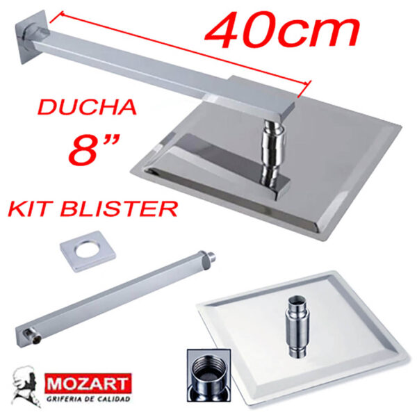 Ducha 8" cuadrada con brazo de 40cm (8135)